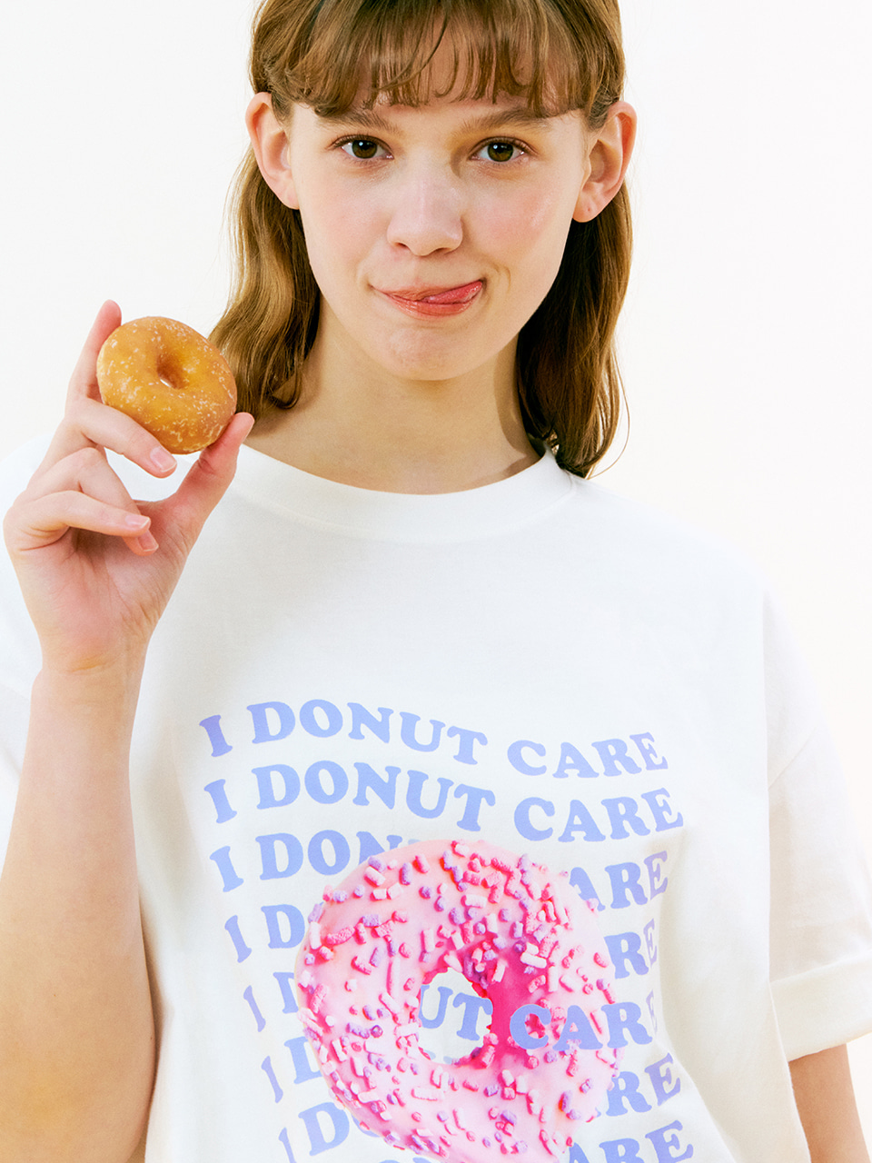 핑크 도넛 반팔 티셔츠 / 화이트
